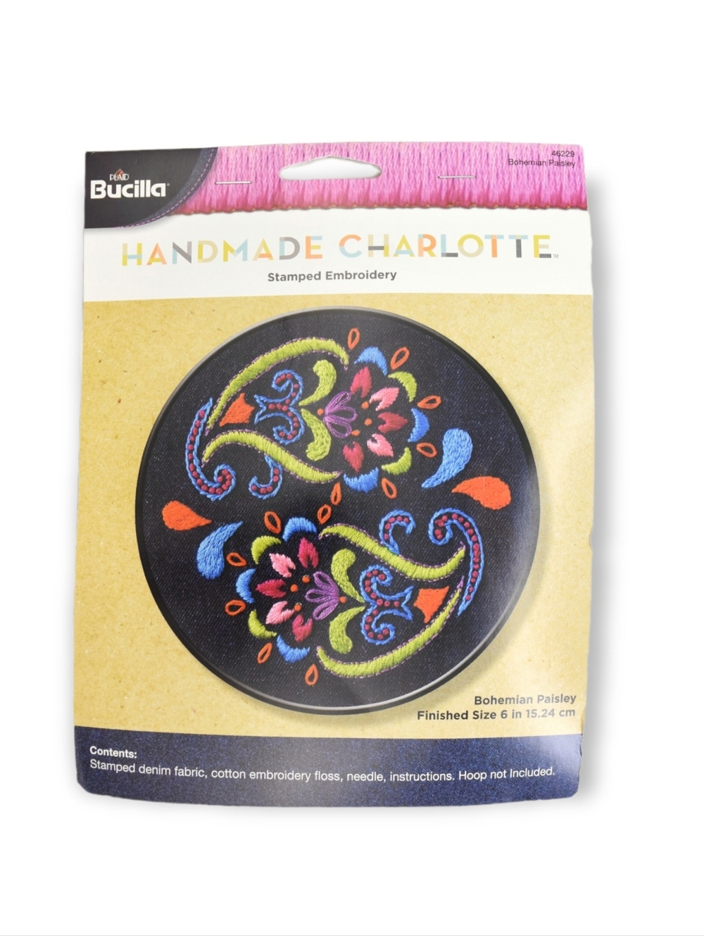 Bucilla Floral Bohemian Paisley Stamped Needlepoint Beginner Kit 6" Round 46229